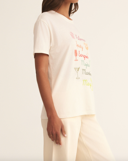 Cocktails Boyfriend Tee - Sea Salt