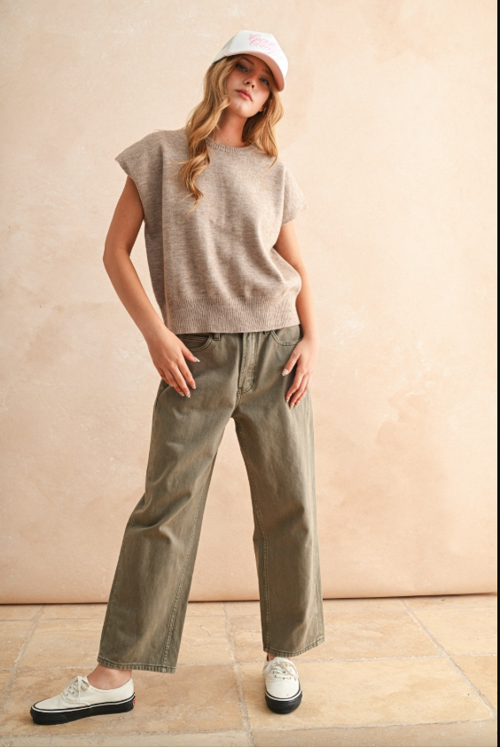 Coffee Run Sweater Top - Taupe