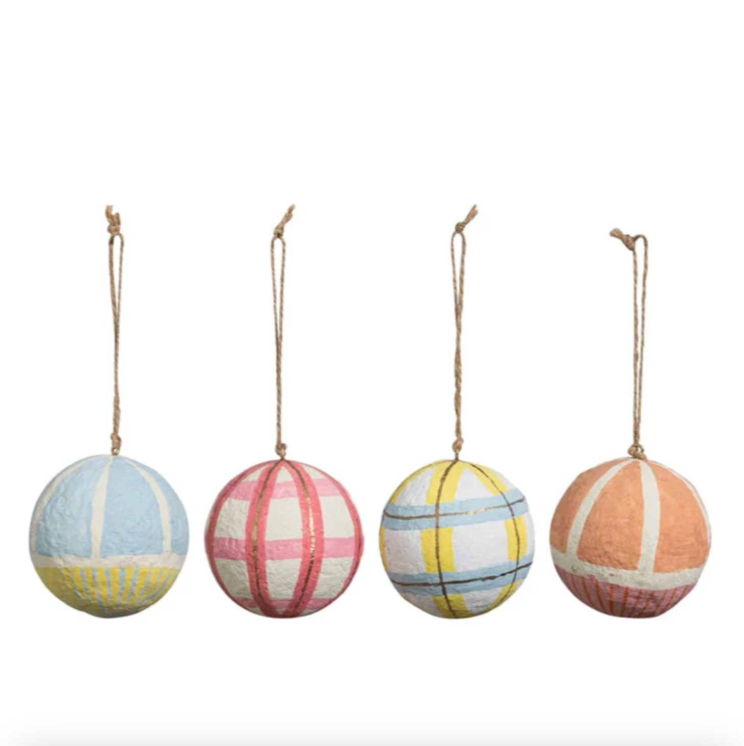 Plaid Paper Mache Ornament