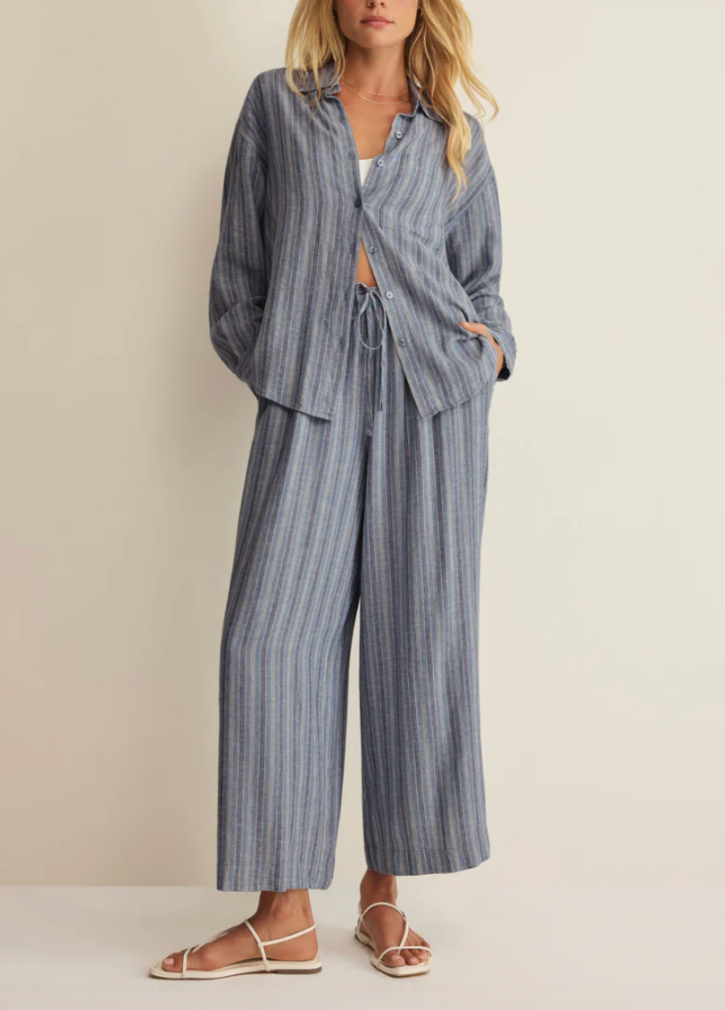 The Perfect Striped Button Up - Indigo