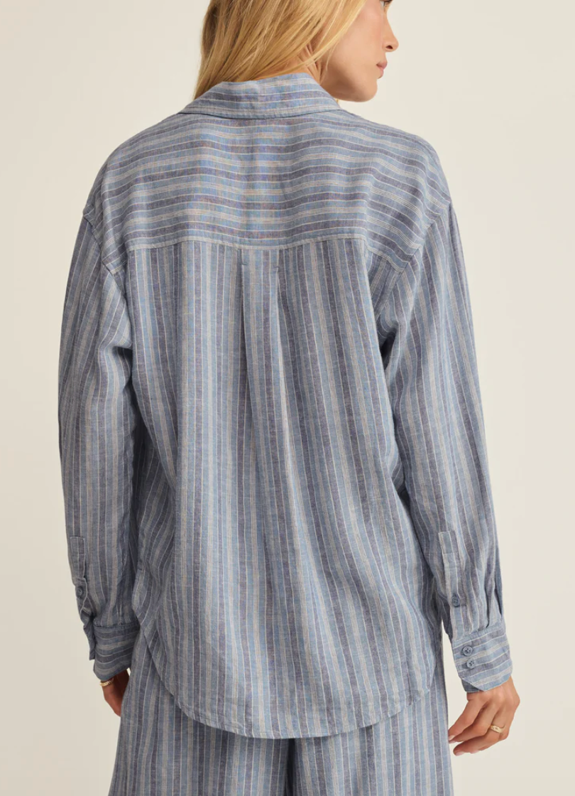 The Perfect Striped Button Up - Indigo