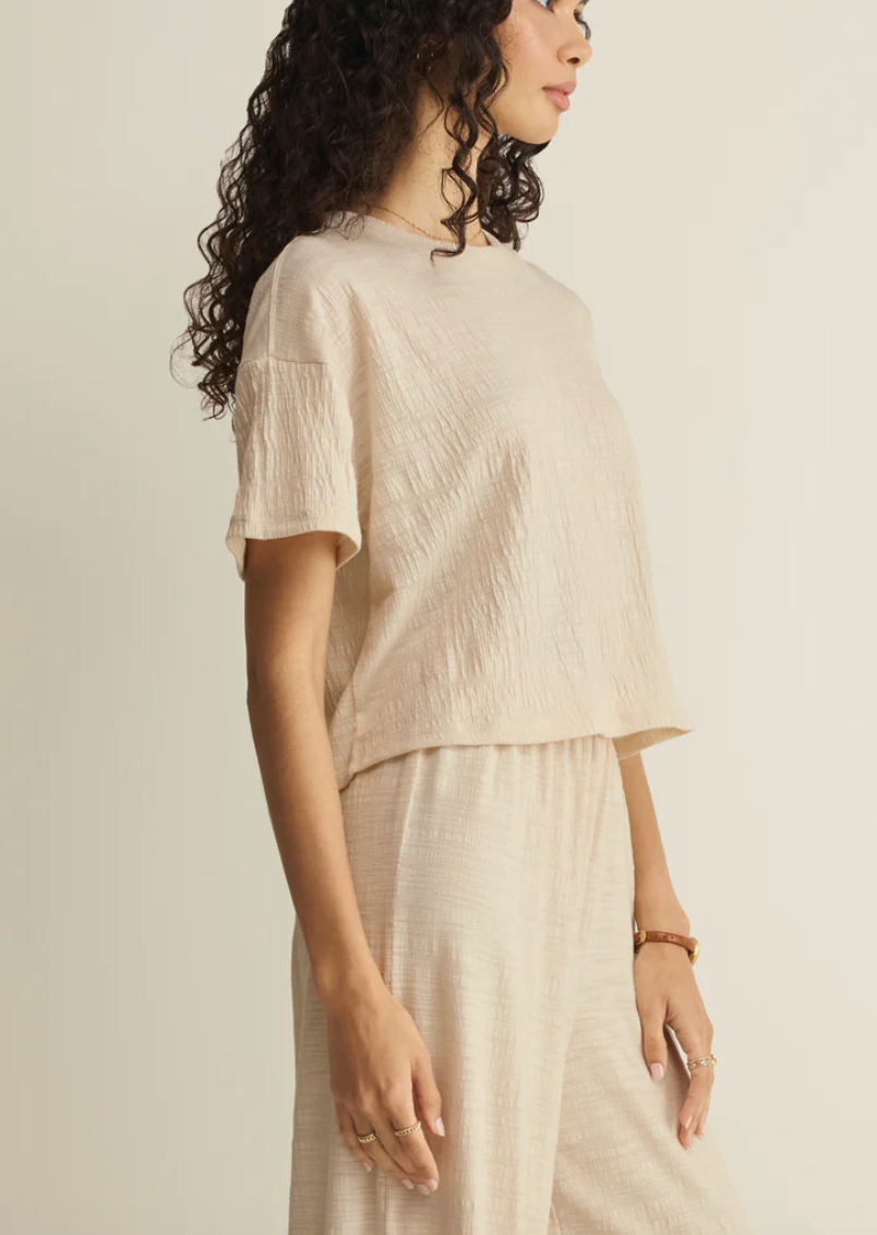 Sway Textured Cropped Tee - Whisper White