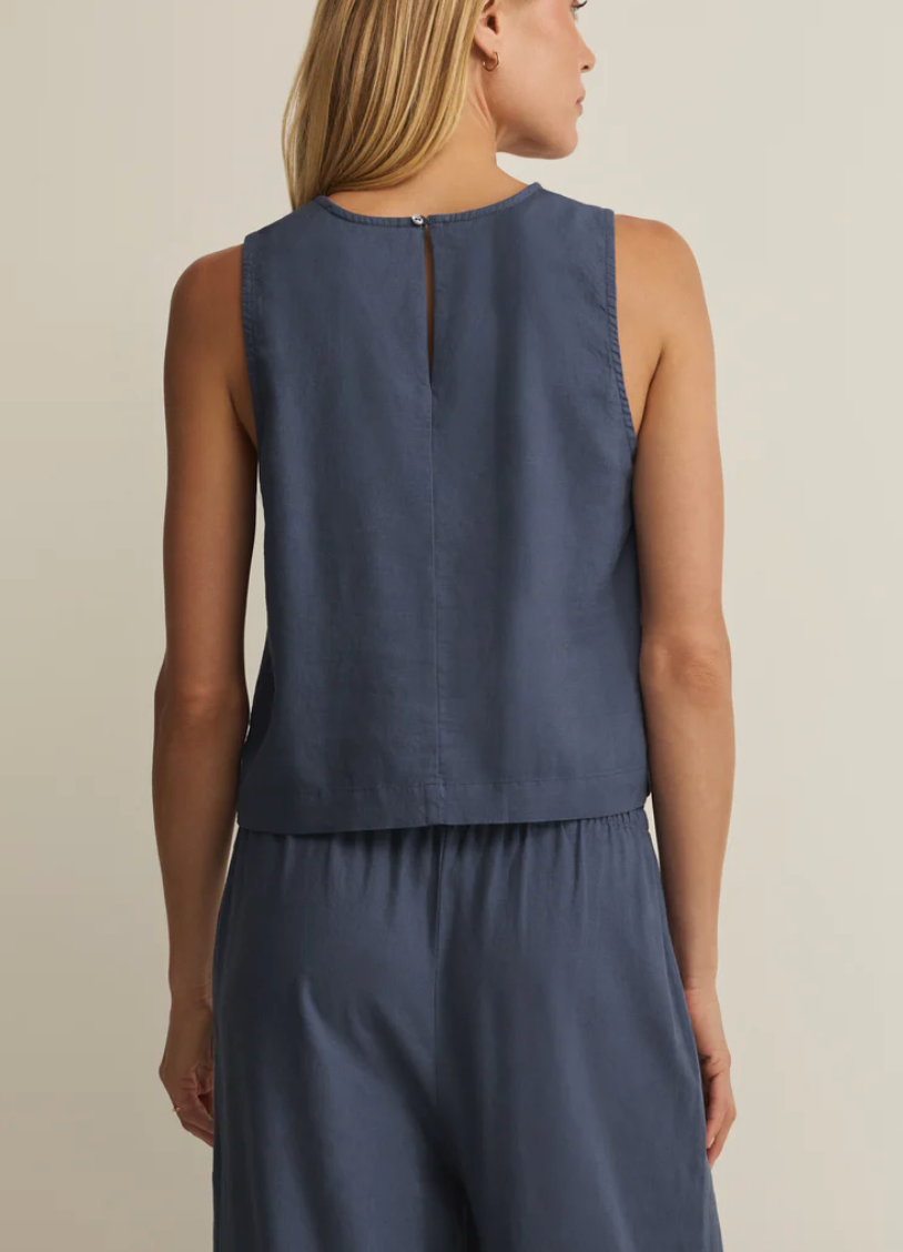 Sloane Linen Top - Vintage Indigo