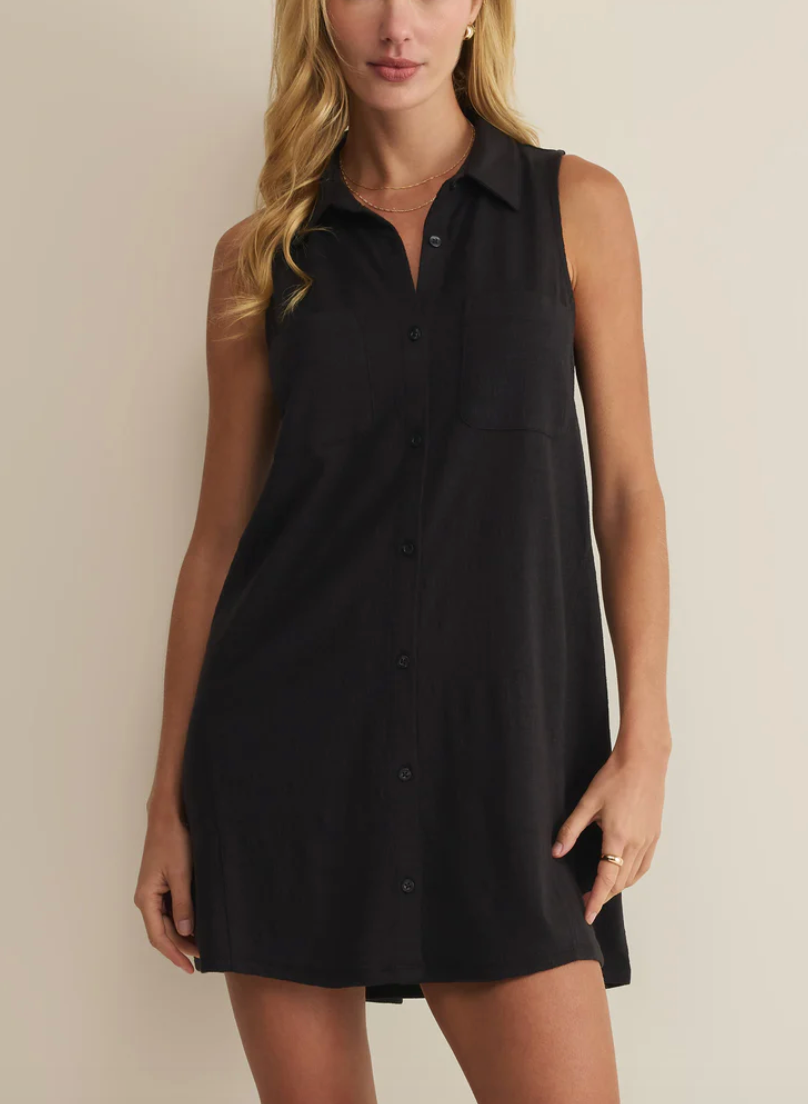 New Light Textured Mini Dress - Black