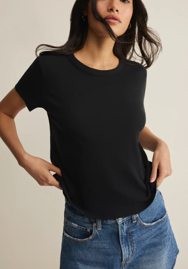 Junie Slub Tee Shirt - Black