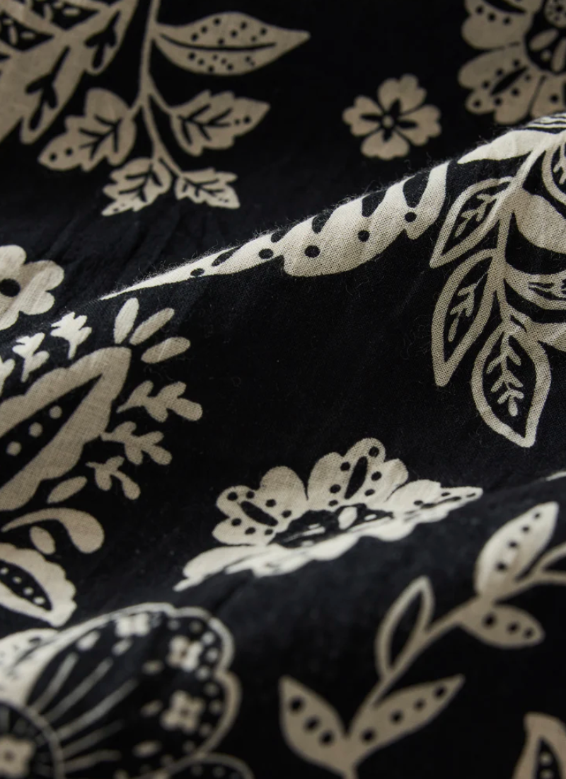 Viento Luz Floral Midi - Black