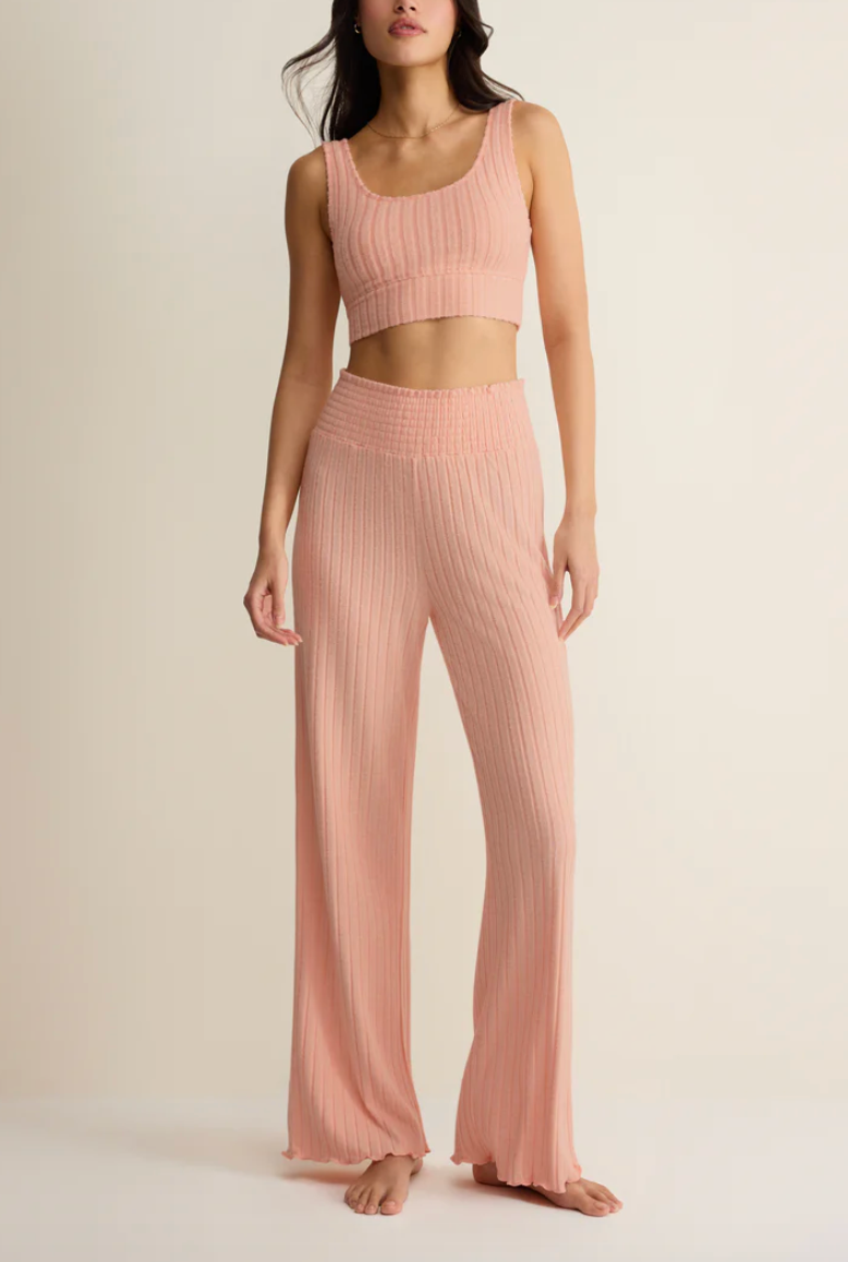 Dawn Smocked Rib Pant - Bellini