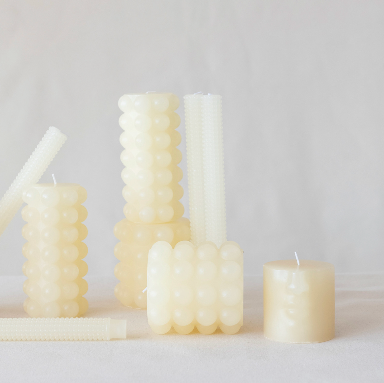 Hobnail Taper Candles Set