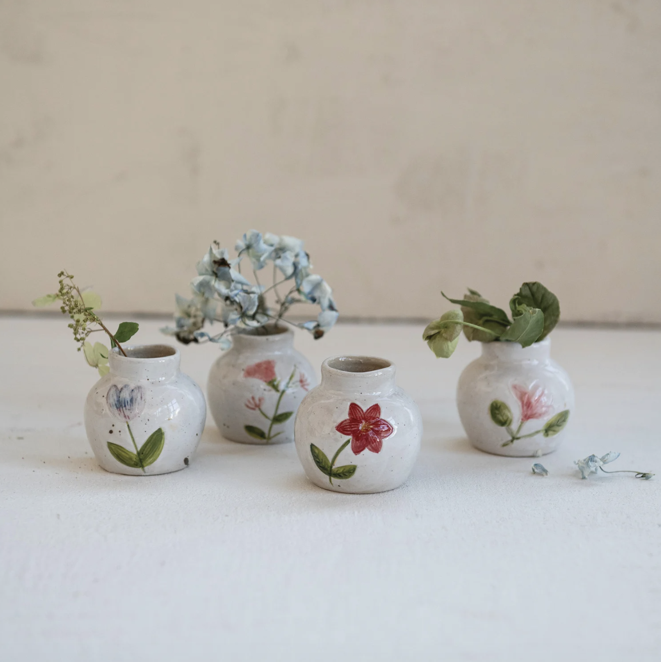 Hand-Painted Floral Bud Vase