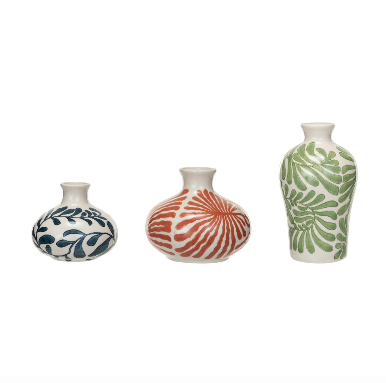 Abstract Botanical Stoneware Vase