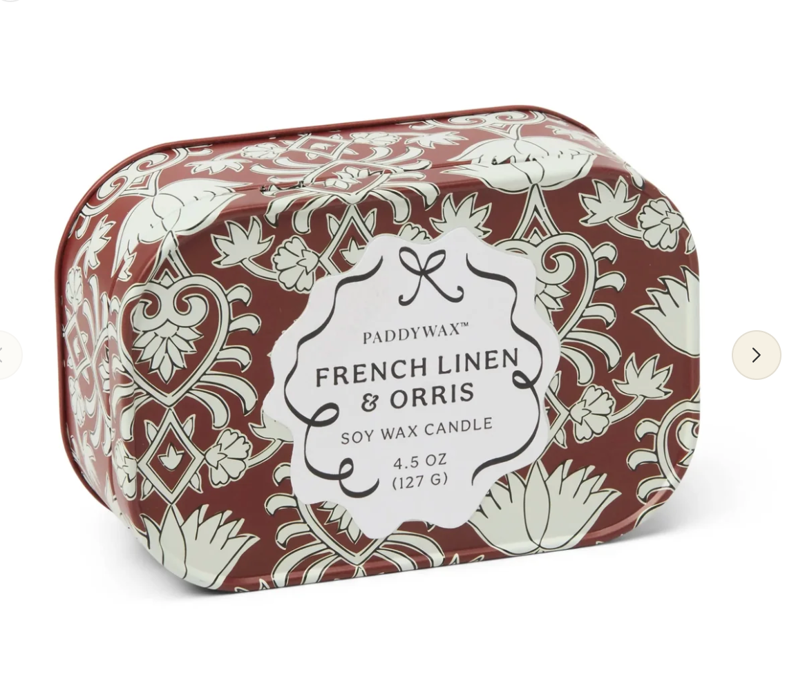 French Linen & Orris Tin Candle