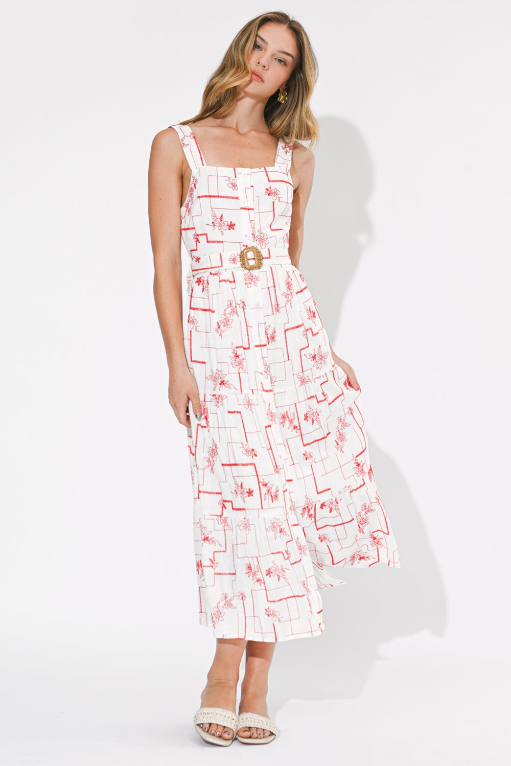 Violet Embroidered Midi Dress