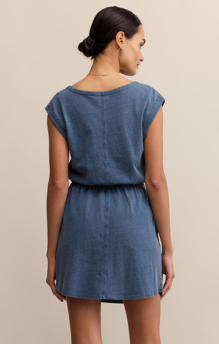 Dayshift Jersey Denim Mini Dress - Vintage Indigo