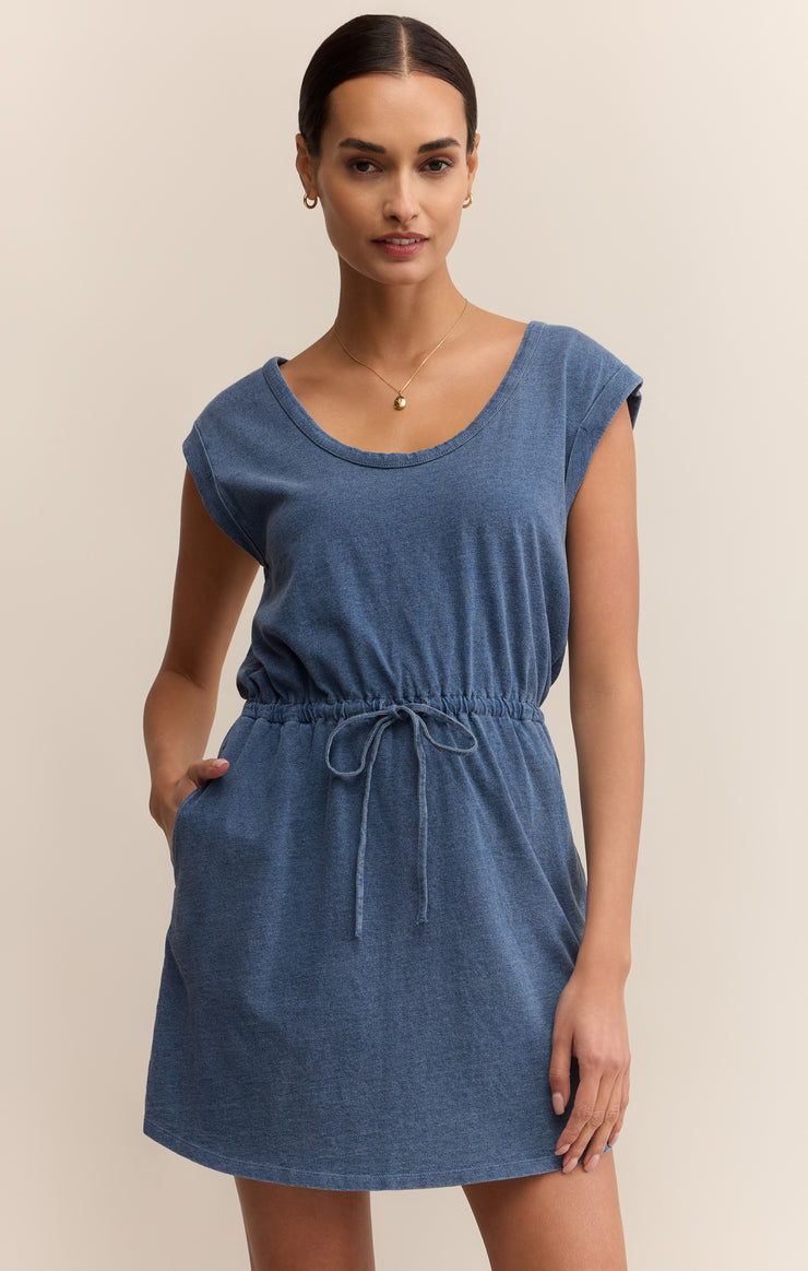 Dayshift Jersey Denim Mini Dress - Vintage Indigo