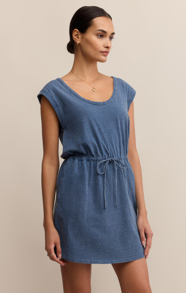 Dayshift Jersey Denim Mini Dress - Vintage Indigo