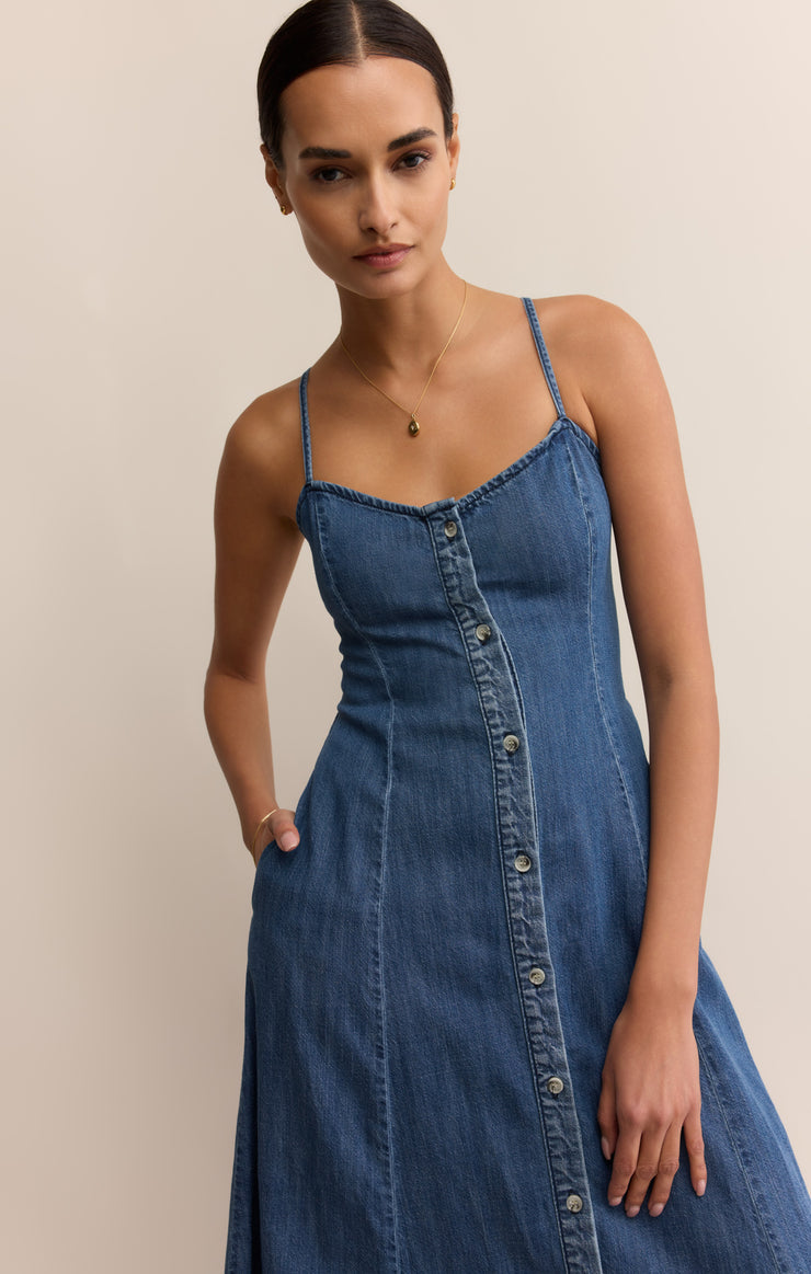 Angel Eyes Denim Midi Dress - Medium Indigo