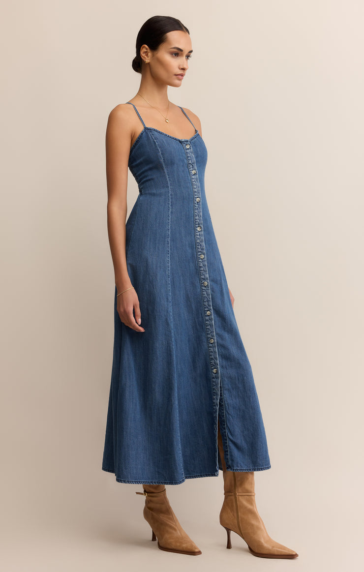 Angel Eyes Denim Midi Dress - Medium Indigo
