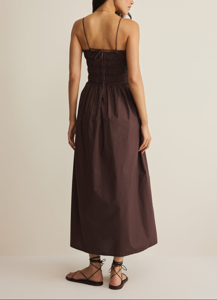 Cornelia Poplin Maxi Dress - Chocolate Cherry