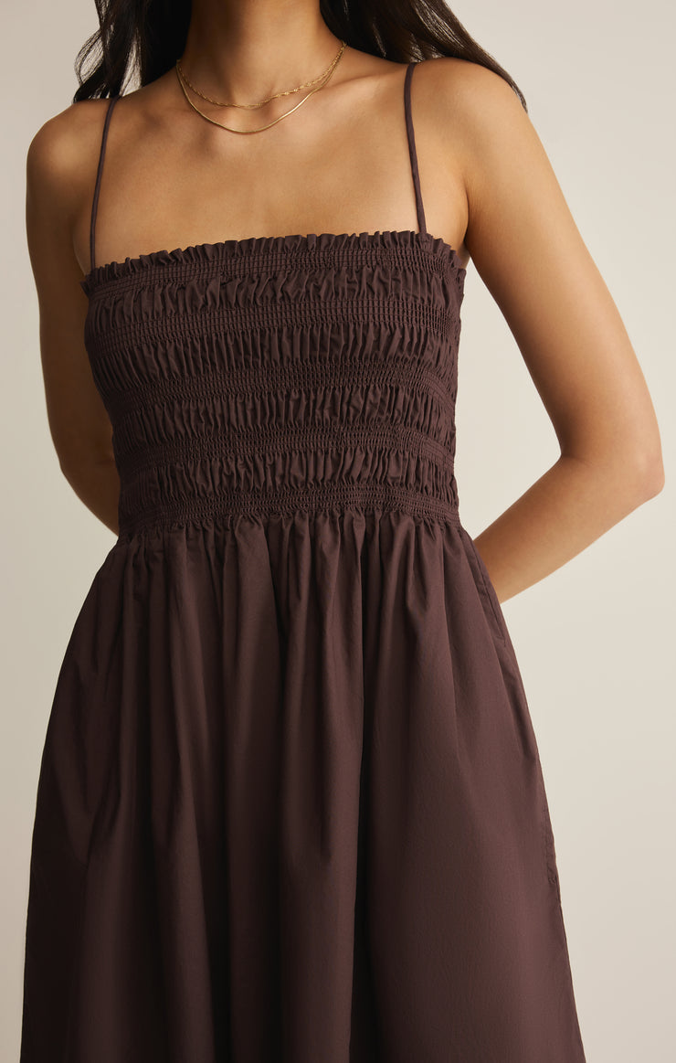Cornelia Poplin Maxi Dress - Chocolate Cherry