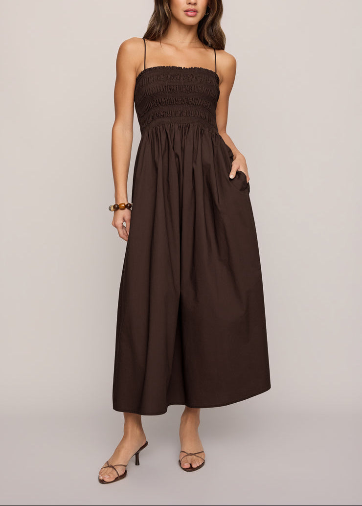 Cornelia Poplin Maxi Dress - Chocolate Cherry