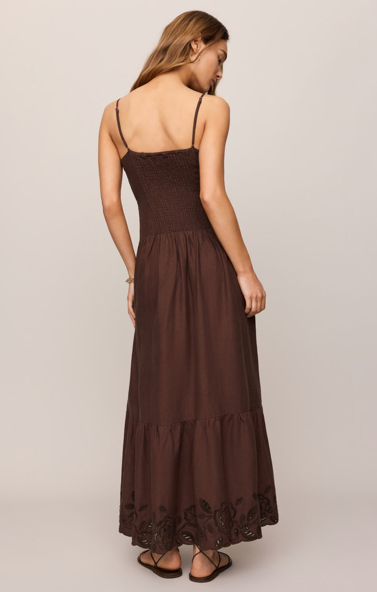 Esti Embroidered Maxi Dress - Chocolate Cherry