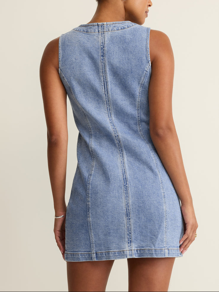 Jolie Denim Seamed Mini Dress - Avalon