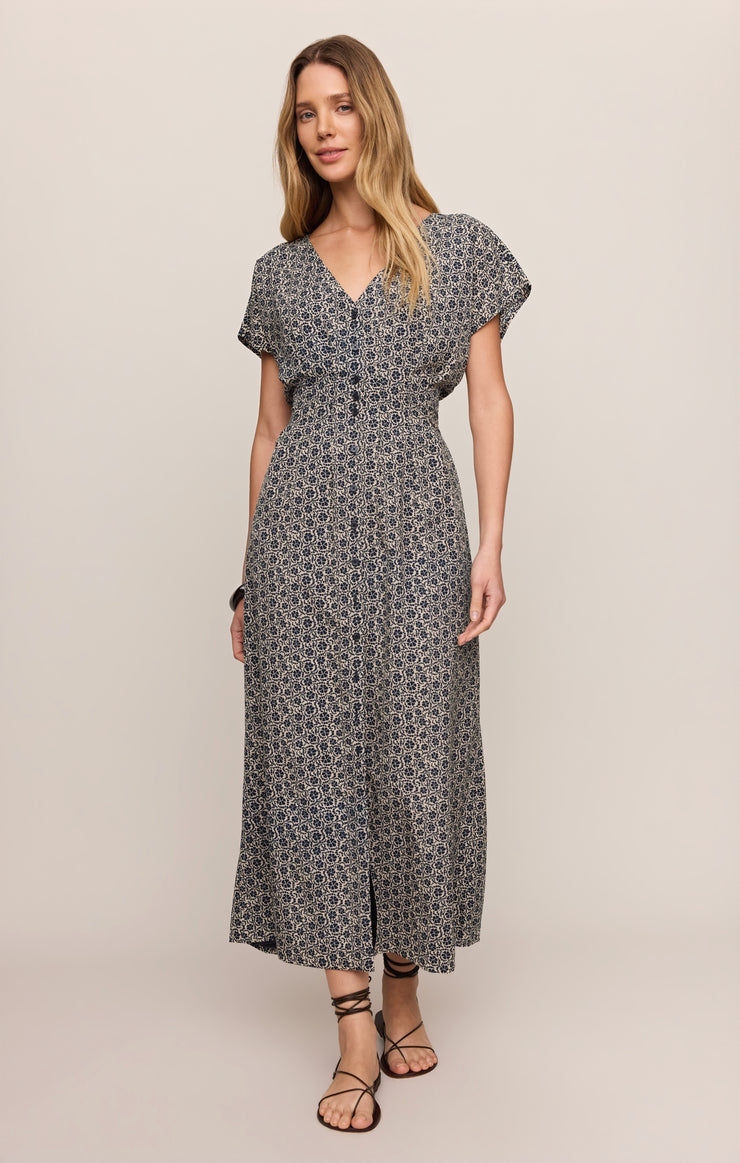 Sanna Iris Floral Midi Dress - Eclipse