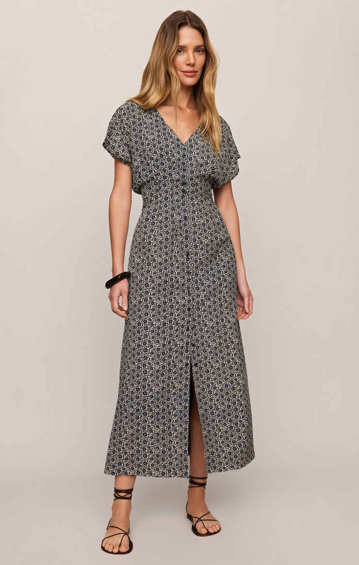 Sanna Iris Floral Midi Dress - Eclipse