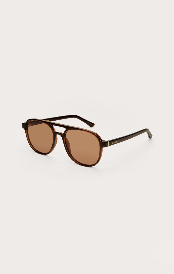 Brown polarized sunglasses with gradient lenses, slim rectangular frame