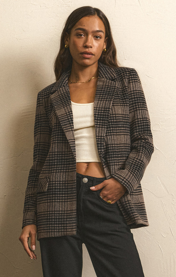 Kingston Relaxed Plaid Blazer - Latte *FINAL SALE*