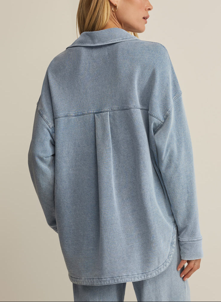 All Day Knit Denim Jacket  - Ocean Air Indigo