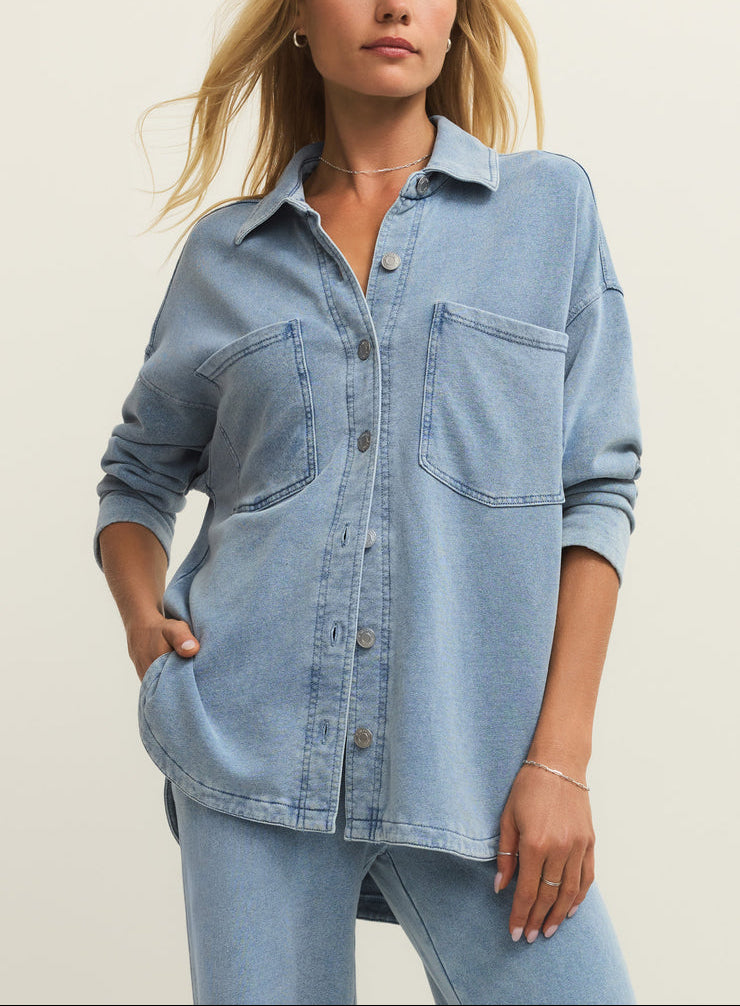 All Day Knit Denim Jacket  - Ocean Air Indigo