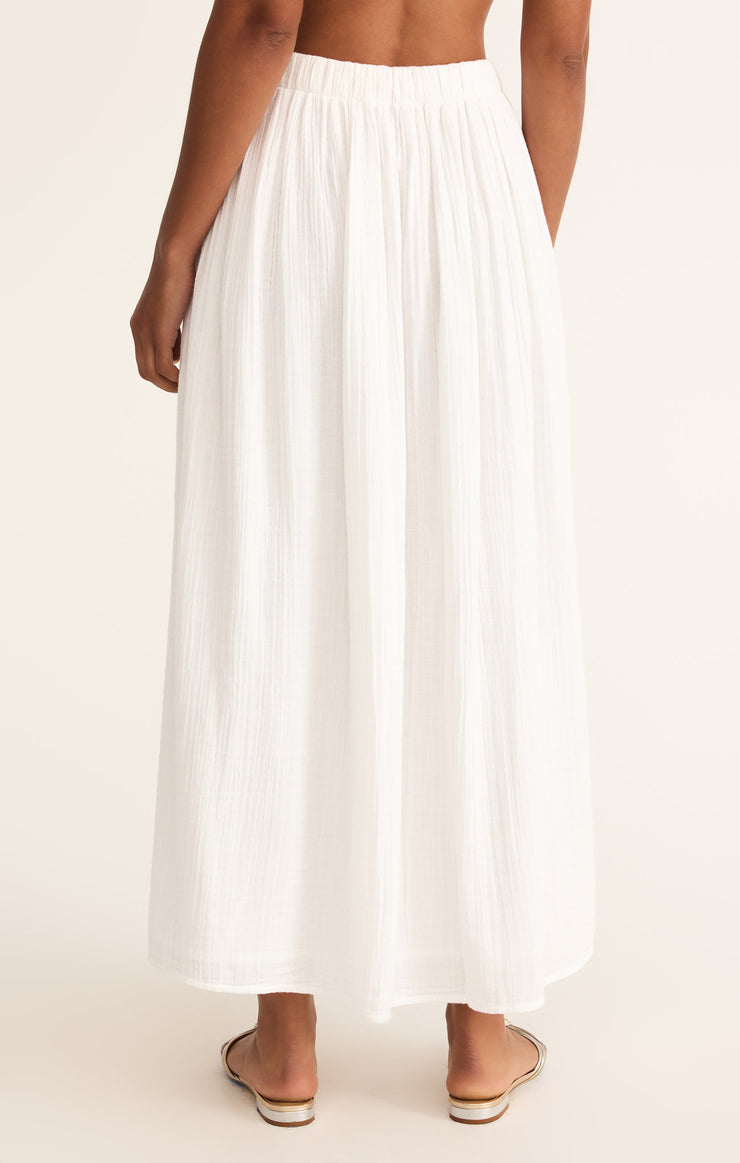 Reina Airy Gauze Midi Skirt - White