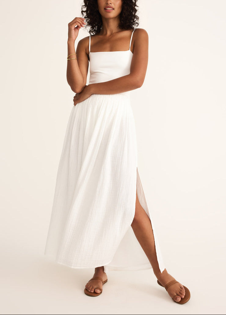 Reina Airy Gauze Midi Skirt - White