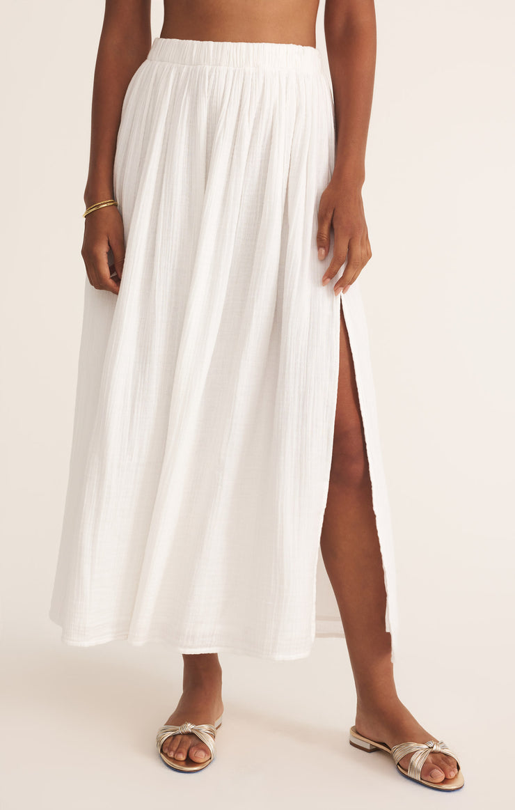 Reina Airy Gauze Midi Skirt - White
