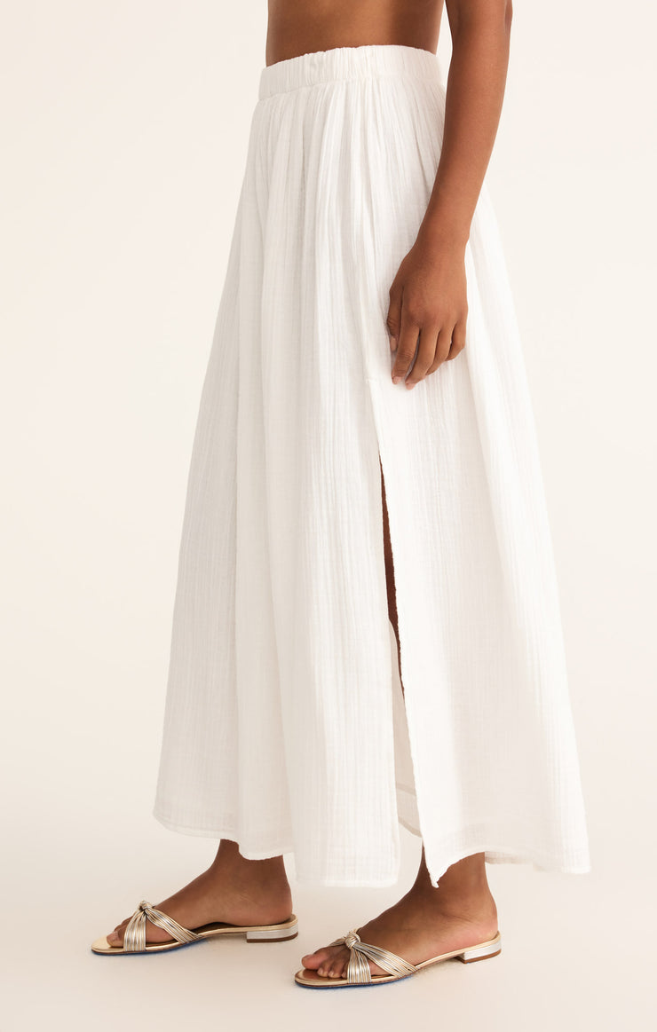 Reina Airy Gauze Midi Skirt - White