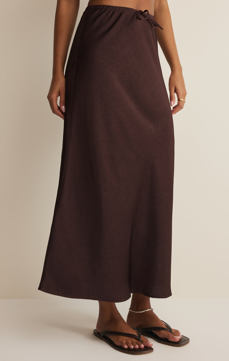 Viva Satin Midi Skirt - Chocolate Cherry
