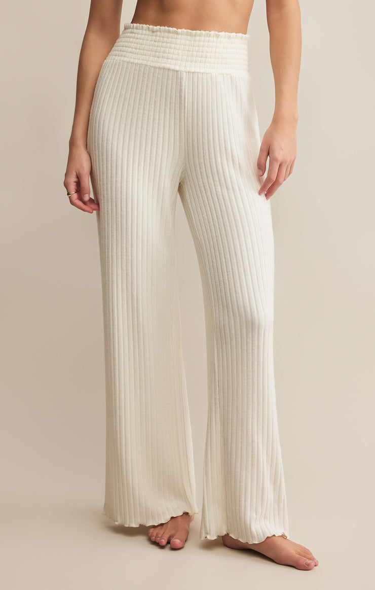Dawn Smocked Rib Pants - Bone