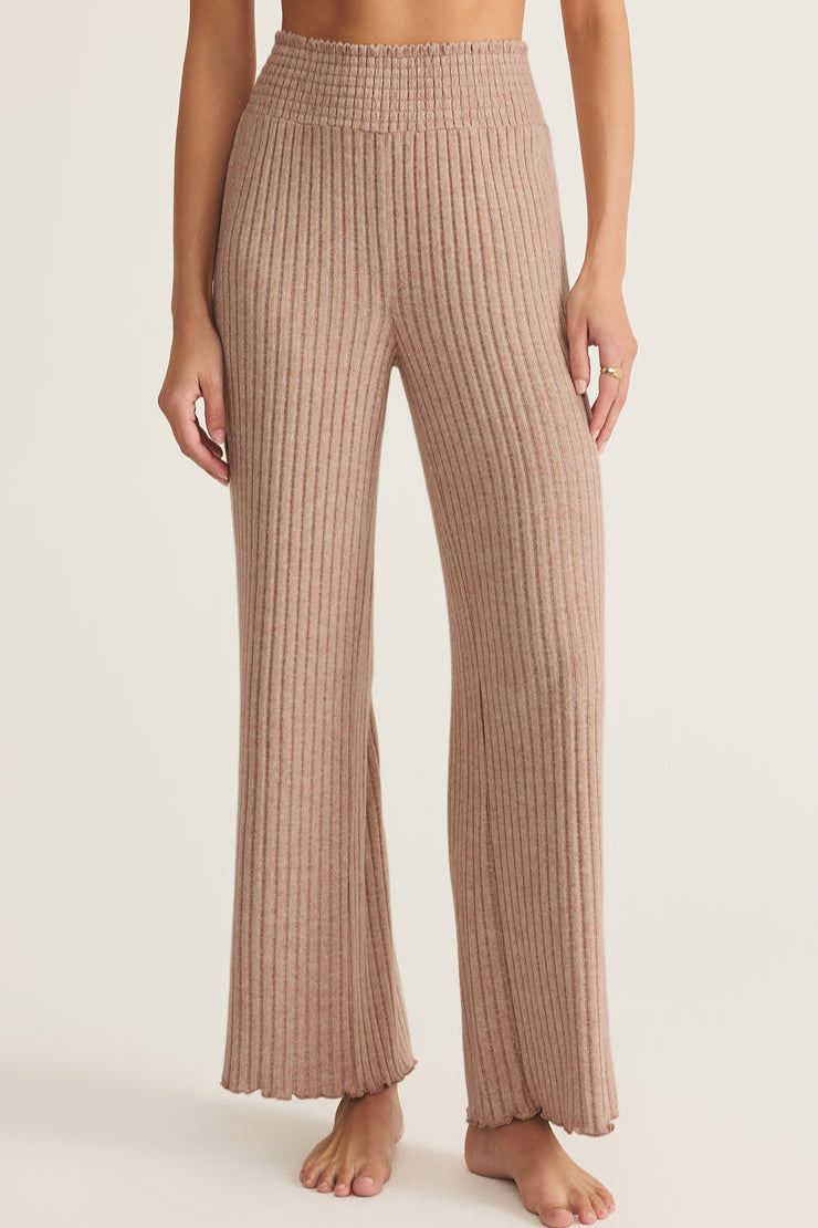 Dawn Smocked Rib Pant - Iced Coffee