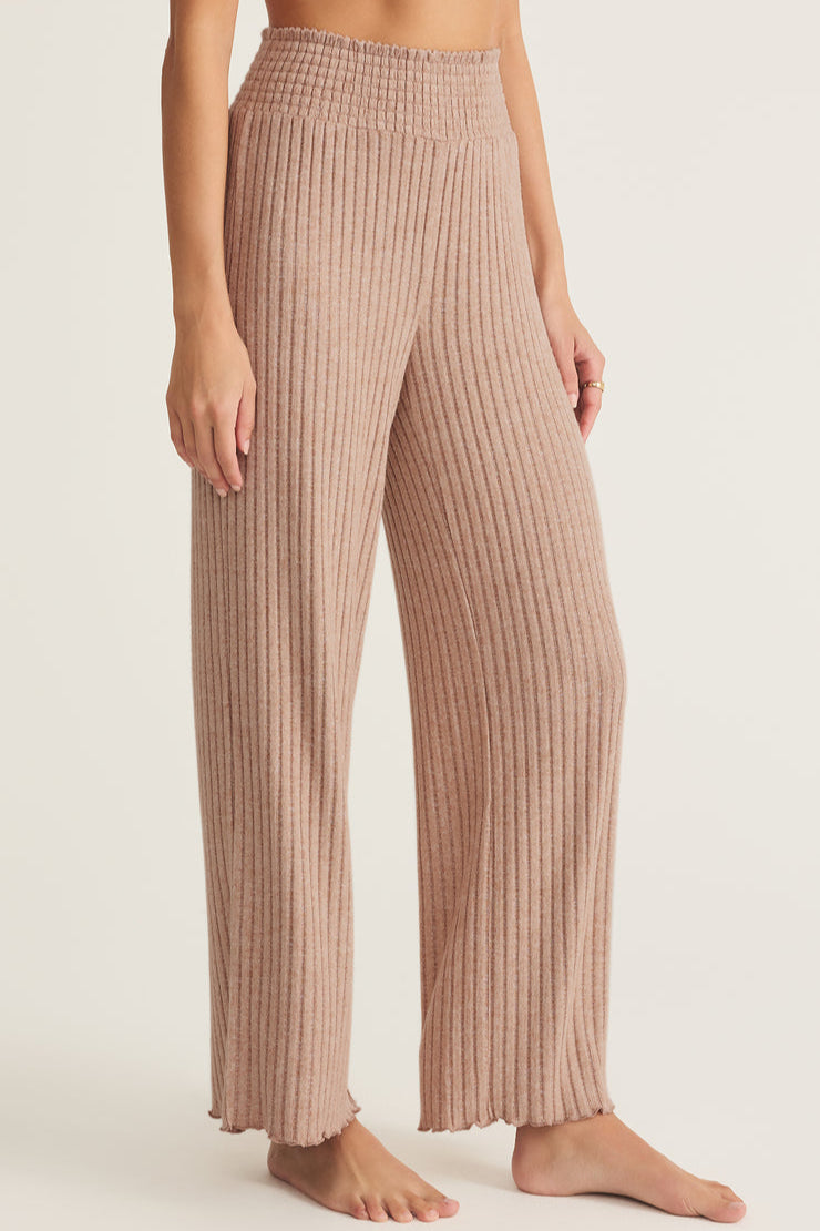 Dawn Smocked Rib Pant - Iced Coffee