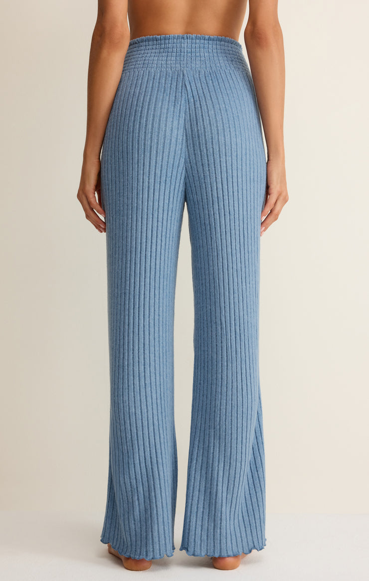 Dawn Smocked Rib Pant - Oceanic Blue