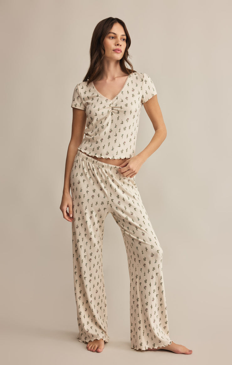 Sabrina Floral Pant - Crystal