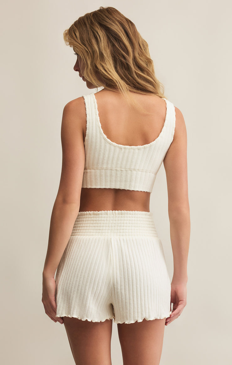 Zoe Rib Tank Bra - Bone