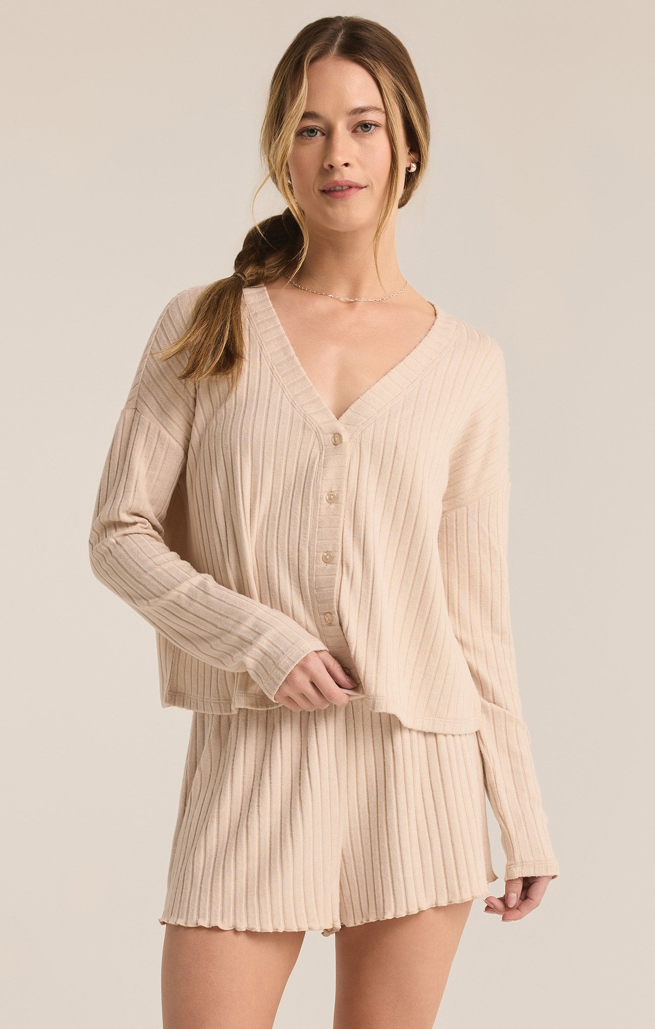 Mara Long Sleeve Cardigan - Light Oatmeal Heather