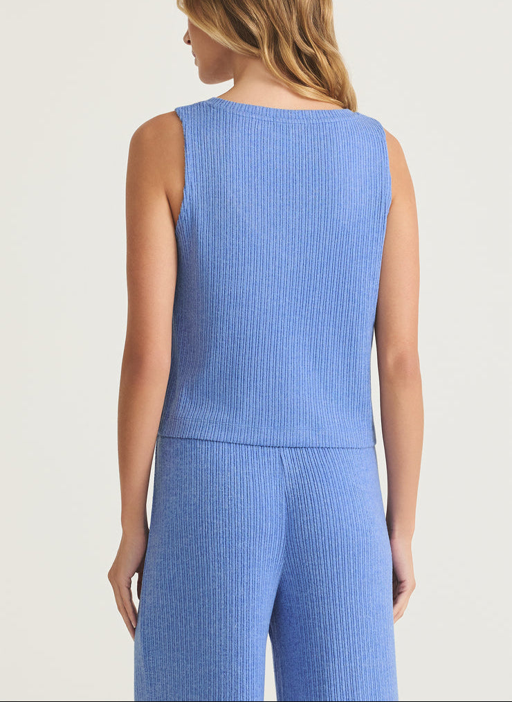 Sloane V-Neck Rib Tank - Bay Blue