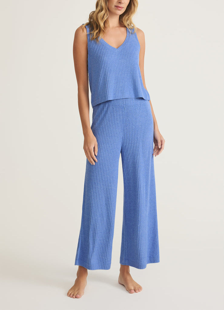 Sloane V-Neck Rib Tank - Bay Blue