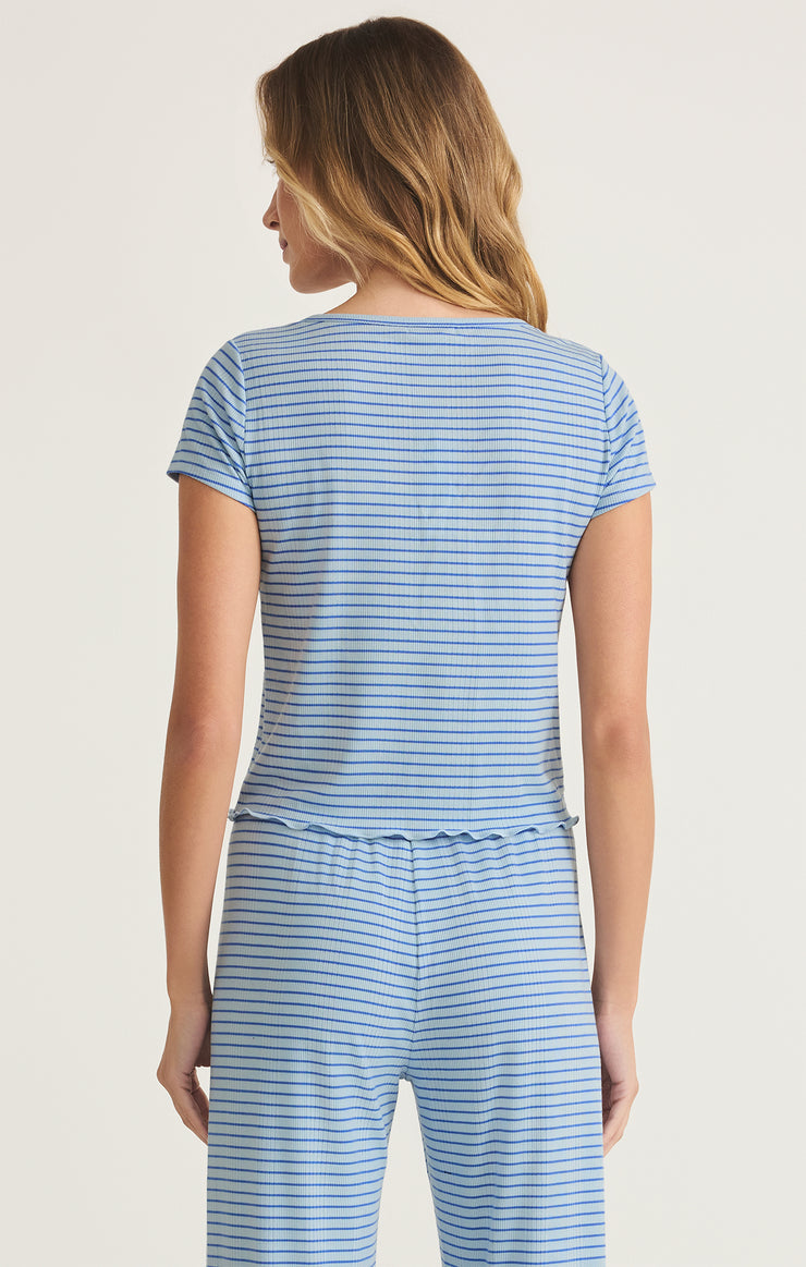 Sail Away Striped Rib Top - Salt Water