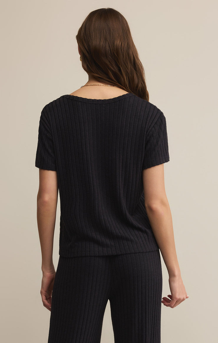 Kara Rib Tee - Black Sand