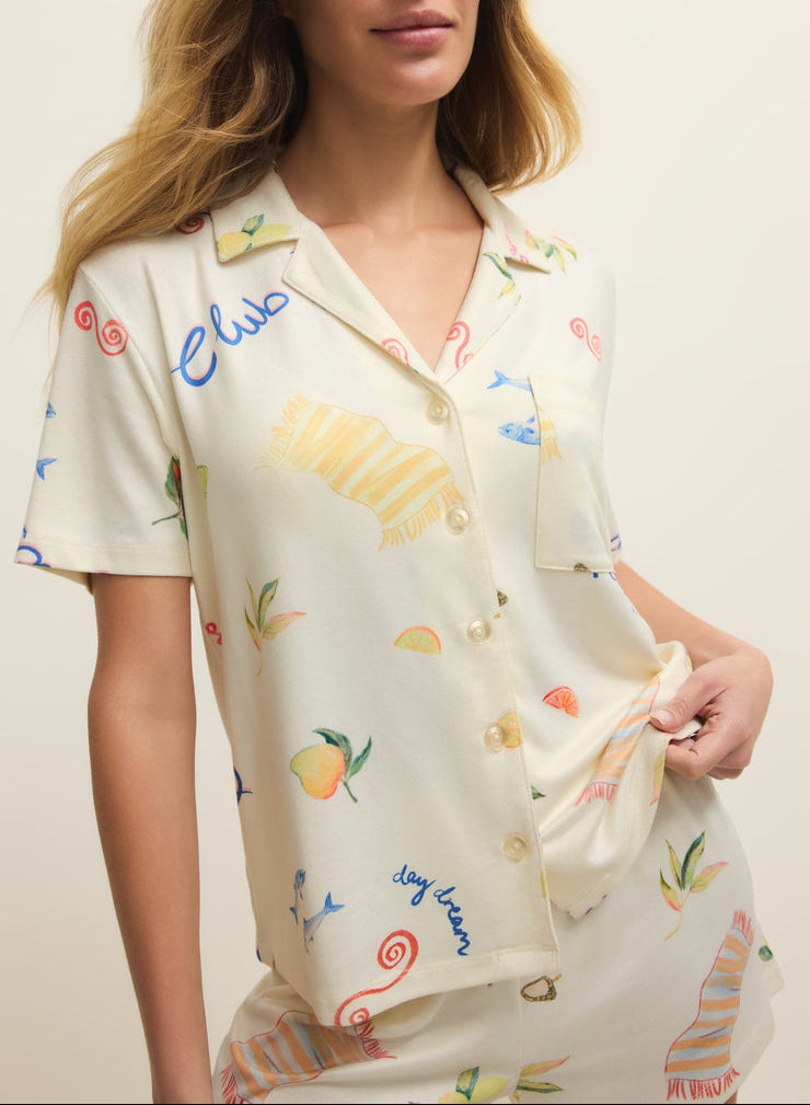 Beach Days Pajama Top - Vanilla Ice