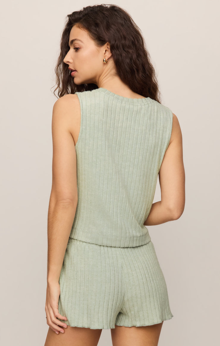 Sloane Silky Rib Tank - Aqua Cloud